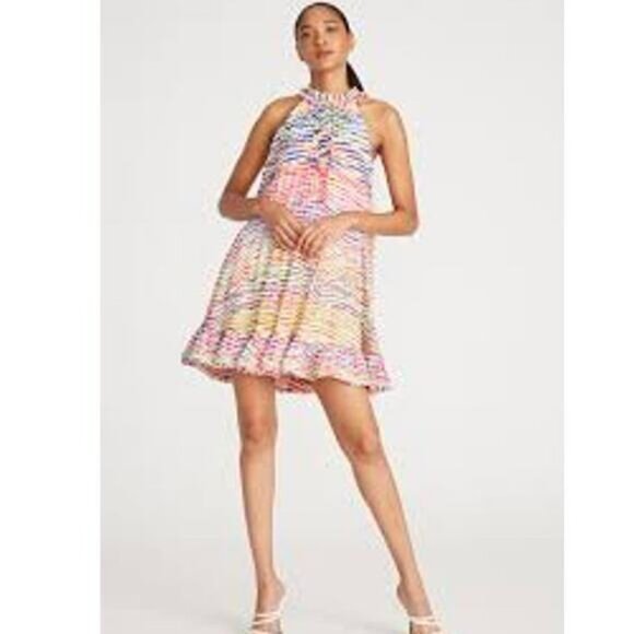 Amur Estfan Pleated Halter Dress Double Rainbow 5819650-7306 size 6 M NEW NWT - Picture 2 of 10